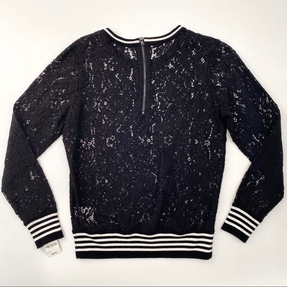 NWT INC Sheer Black Lace Long Sleeve Top Size XS - Picture 2 of 6